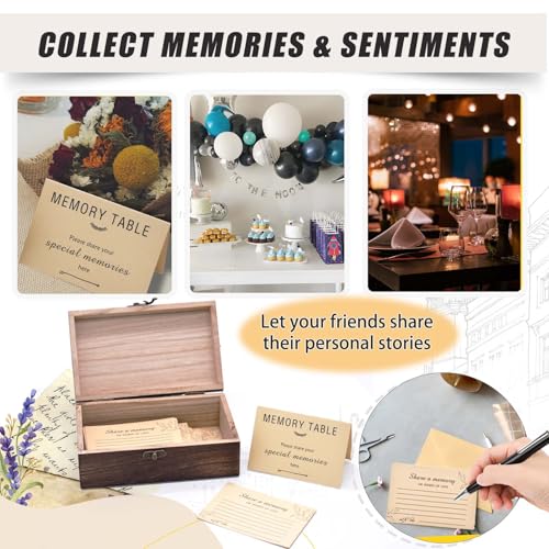 Oxmidud Wooden Share Love & Memories Box with 50 Pcs Share A Memory Cards for Celebration of Life Decorations - Elegant Ke...