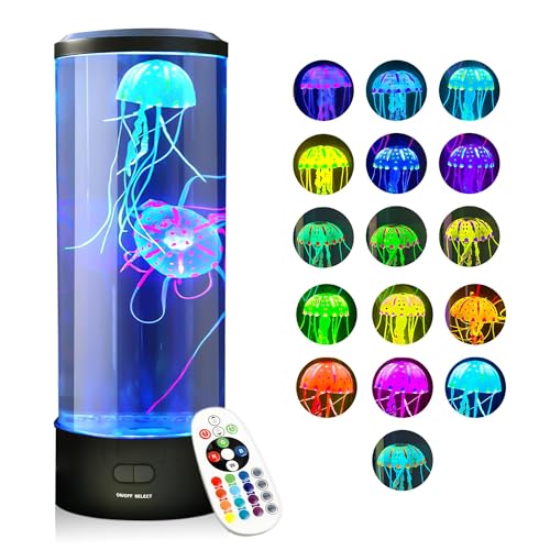 Brewish Jellyfish Lamp, 16 Color Options, 4 Mode Lifelike Jellyfish Aquarium, Auto Shutdown, Remote Control Electric Jelly...