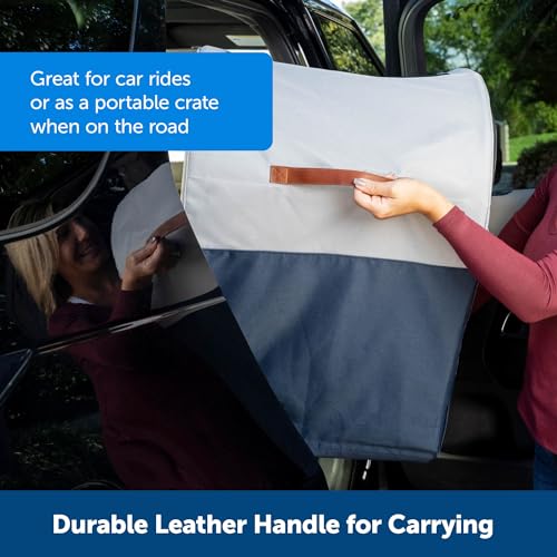 PetSafe Happy Ride Collapsible Travel Crate - Safe Travel Containment with Heavy Duty Aluminum Frame, Mesh Windows, Conven...