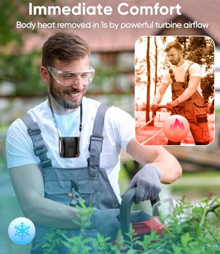 Tedajo AI Portable Waist Fan, 6 Speeds 16000RPM Strong Turbo Airflow, 40H Max Cooling Battery Powered Personal Fan Recharg...