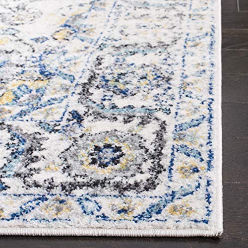 SAFAVIEH Madison Collection Area Rug - 10' x 14', Grey & Ivory, Snowflake Medallion Distressed Design, Non-Shedding & Easy...