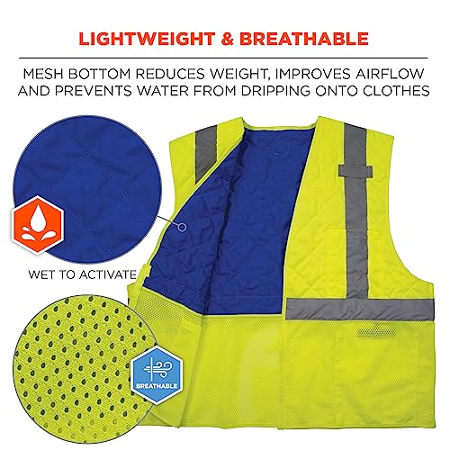 Ergodyne Chill Its 6668 Lightweight Cooling Safety Vest, High Visibility Reflective Type R, Class 2