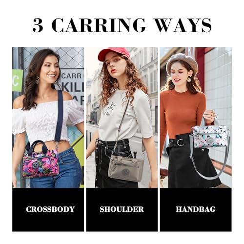 AOCINA Small Tote Bag With Zipper Mini Nylon Crossbody Bags for Women Work Everyday Multi Pocket Lightweight Satchel Purse