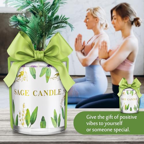 Candles, 6 Pack Sage Candle for Cleansing House Negative Energy, Scented Candles Gifts Set for Women, Crystal Candle Clear...