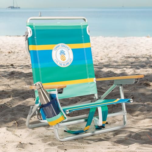 Tommy Bahama 5-Position Classic Lay Flat Backpack Cooler and Cup Holder Beach Chair, Portable Folding Beach Chair for Tann...