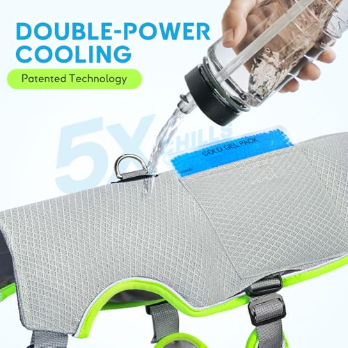 Mora Pets Dog Cooling Vest with Ice Pack Evaporation Cool Harness Adjustable Summer Shirt Pet Jacket for Hot Weather Fit L...
