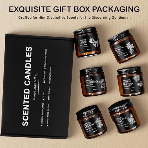 Scented Candles for Men | 6 Pack Candles for Home Scented, 150 Hour Burn Time Aromatherapy Christmas Candles Gifts for Men...