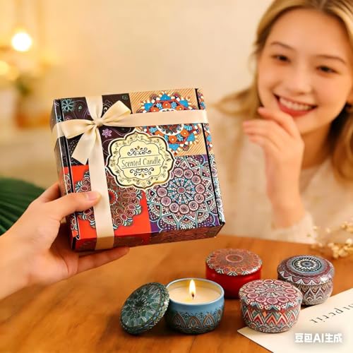 4 Pack Scented Candle Gift Set Soy Candles for Home Scented, Vacation, Relaxation & Spa Birthday Gift for Women MOM (Daily...