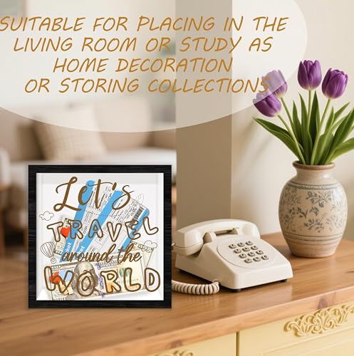 Travel Fund Shadow Box Frame, Travel Fund Money Boxes with Slot, Memory Box for Keepsakes, Best Keepsake Gifts for Adventu...