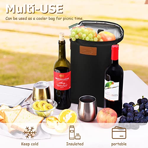 Tirrinia 2 Bottle Leakproof Insulated Wine Tote Carrier Bag - Padded Cooler for Travel, Restaurants, Tasting, Parties, Gre...