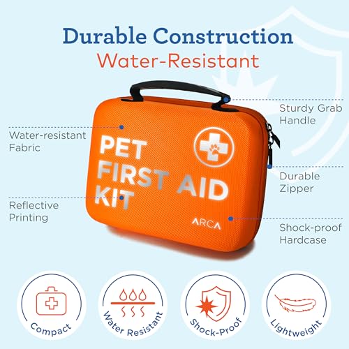 ARCA PET Cat & Dog First Aid Kit for Car - Pet Emergency Kit for Home Office Travel – Dog Camping Essentials with Digital ...