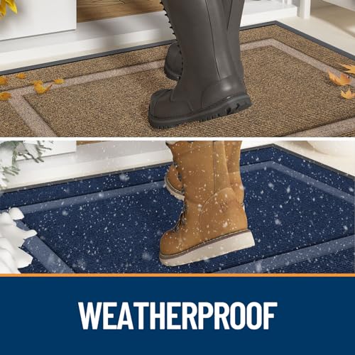 OLANLY Front Door Mat Indoor Outdoor Entrance, Waterproof All-Season, All-Weather Doormat, Sturdy Natural Rubber, Fade Res...