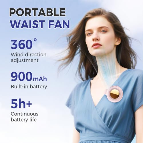360° Rotatable Portable Mini Clip-on Fan, Small Fan Clip on for Shirt & Waist, 2026 New Adjustable 3-Speed Suspended Whirl...