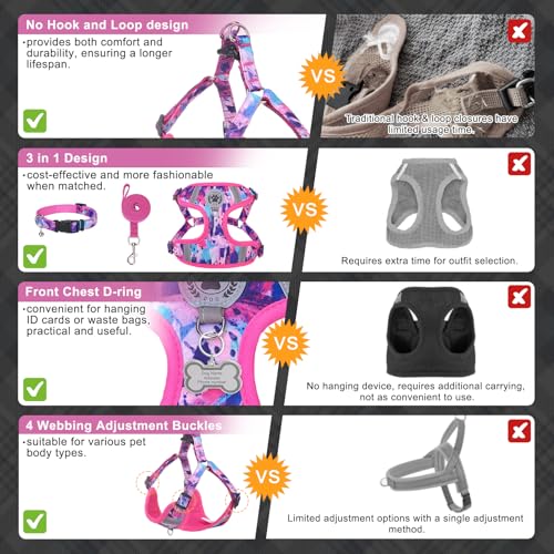 BEAUTYZOO Dog Harness Collar and Leash Set, No-Pull Step in Dog Harness for Large Dogs, Reflective No-Choke Puppy Vest Har...