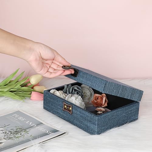 Hipiwe Treasure Chest Box - Wooden Decorative Trinket Jewelry Box with Clasp Memento Case Box Rectangular Keepsake Jewelry...