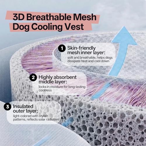 DORA BRIDAL Dog Cooling Vest for Summer, Lightweight Breathable Mesh Cooler Jacket with Harness, Soft Pet Cooling Shirt fo...