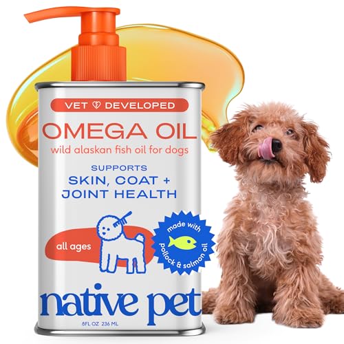 Native Pet Omega 3 Fish Oil for Dogs & Cats – Wild Alaskan Salmon Oil for Dogs Skin and Coat, Supports Joints, Heart & She...
