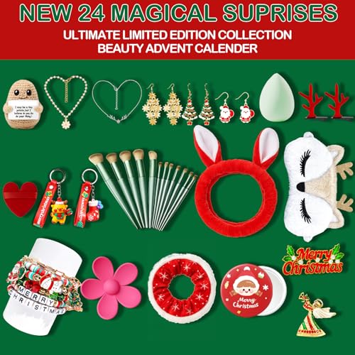 Beauty Advent Calendar 2025 for Teen Girls & Adult Women -24 Days Christmas Countdown Calendar, Fashion and Jewelry Sets I...