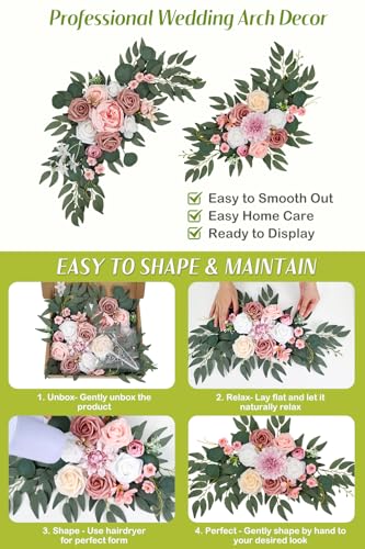 Qeedy Wedding Arch Flowers Set of 2, Artificial Flowers for Decoration for Wedding Ceremony Backdrop, Wedding Floral Arran...