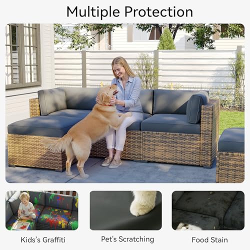 Aoxun 11pcs Patio Cushion Covers Replacement, Waterproof Outdoor Furniture Cushion Covers with Zipper and Non-Slip Bottom,...