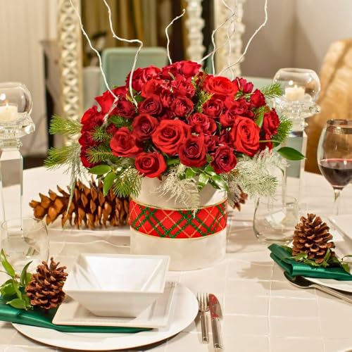 UNIKPACKAGING Premium Quality Round Velvet Flower Box, Gift Boxes for Luxury Flower and Gift Arrangements, Set of 3 pcs (W...