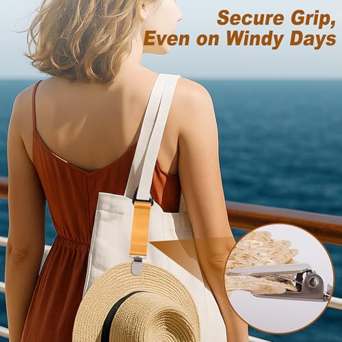 rerekiki 6 Pcs Hat Clip for Travel on Bag, Beach Vacation/Cruise Essentials Hats Holder, Strong Grip Space-saving Hat Clip...