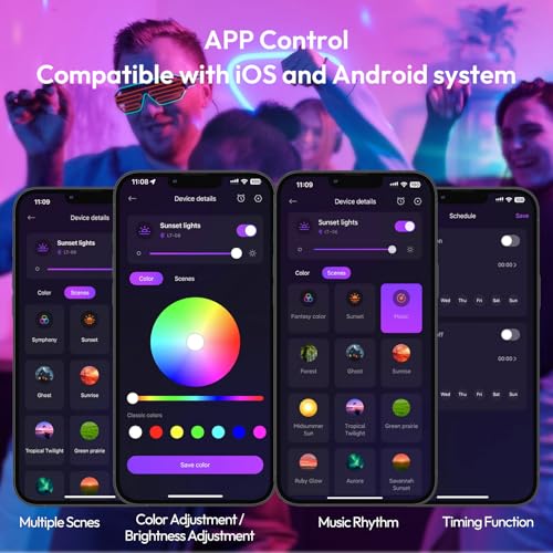 Molemyn Sunset Lamp Projector with APP Control - 21 Color Changing LED Sunset Light, 180° Adjustable for Photography, Bedr...