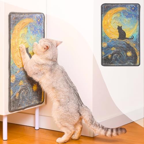 Furrther Sisal Cat Scratcher Post Mat (Use on Wall, Couch and Carpet), Durable and Shedding-Resistant Cat Scratching Surfa...