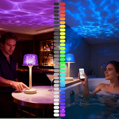 Peledic Waterproof Shower Lamp, Spa-Like Bathroom Light, Rechargeable Cordless Lamp with Touch & Remote Control, 16 Color ...
