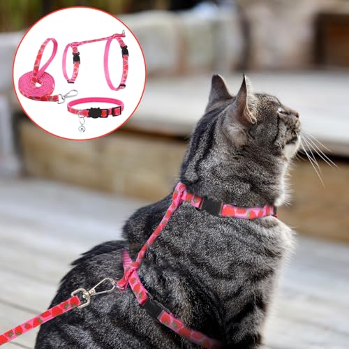 2 Pack Cat Harness and Leash with Collar Set, Adjustable Kitten Harness Escape Proof for Small Medium Cat Safe Walking and...