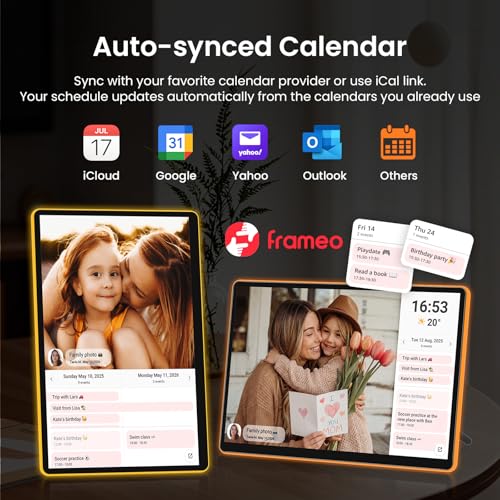 ApoloSign 14" Neon Light Digital Picture Frame, Desk Digital Calendar, Auto-synced Schedule via Frameo App - 2K FHD Touchs...