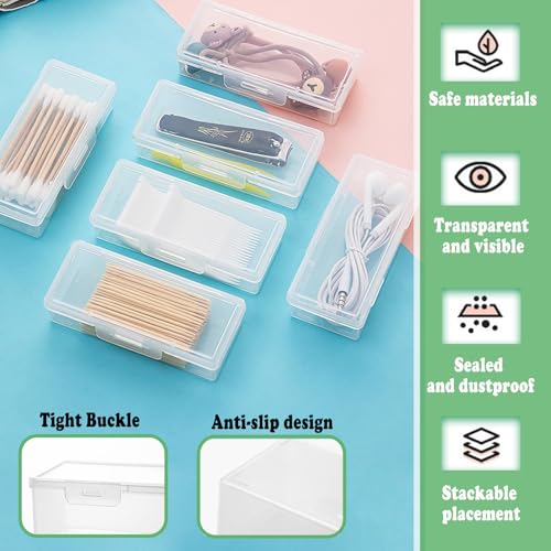 MatFirsmo Cotton Swab Holder for Travel, 2 Pcs Portable Small Dental Floss Holder Clear Plastic Cotton Pad Holder, Travel ...