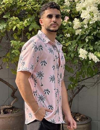 COOFANDY Mens Hawaiian Shirt Short Sleeve Button Down Shirts Tropical Floral Summer Beach Shirts