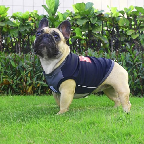 iChoue French Bulldog Summer Cooling Shirt for Dogs UV Sun Protection Vest Sleeveless Stretchy Tank Top English Pug Grey B...