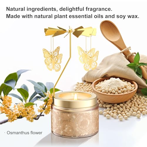 Rotatable Osmanthus Flower Scented Candle, Gifts for Women, Single-Wick with 20 Hours of Burn Time, Ideal for Creating Rel...