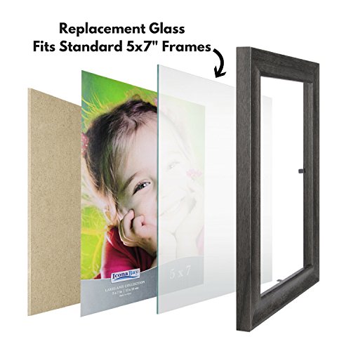 Icona Bay 5x7 Picture Frame Heat Strengthened Glass Replacement (5 x 7, 2 Pack) Replacement Glass for 5 by 7 Photo Frame, ...