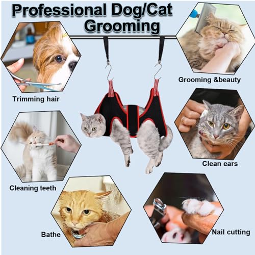 ATO-DJCX Cat Grooming Hammock Harness for Small Dogs,Pet Hammock Restraint Bag,Dog Grooming Sling for Trimming Nail and Ea...