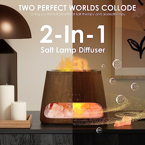 SALKING 2-in-1 Himalayan Salt Lamp Diffuser, Cool Mist Humidifier, Aromatherapy & Himalayan Salt Therapy, 100% Pure Himala...
