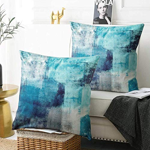 Alricc Set of 2 Turquoise and Grey Art Artwork Contemporary Decorative Gray Home Decorative Throw Pillow Covers Cushion Co...
