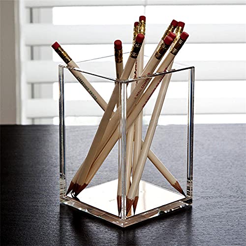 HSYMQ 2 Pack Clear Acrylic Pencil Pen Holder Cup, Makeup Brush Holder Acrylic Desk Accessories