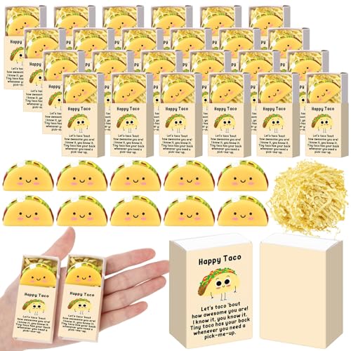 Wettarn 72 Sets Taco Positive Gifts Cute Stress Balls with Support Boxes Mexican Party Favors for Cinco De Mayo Fiesta Gif...