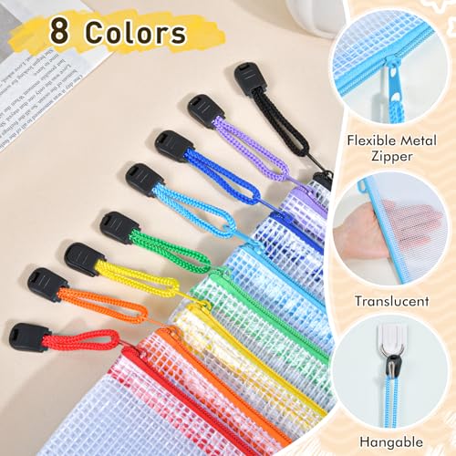 26pcs Mesh Zipper Pouch Bags, 8 Sizes Plastic Zippered Storage Bags for Organizing, Clear Pouches with Zipper, Waterproof ...