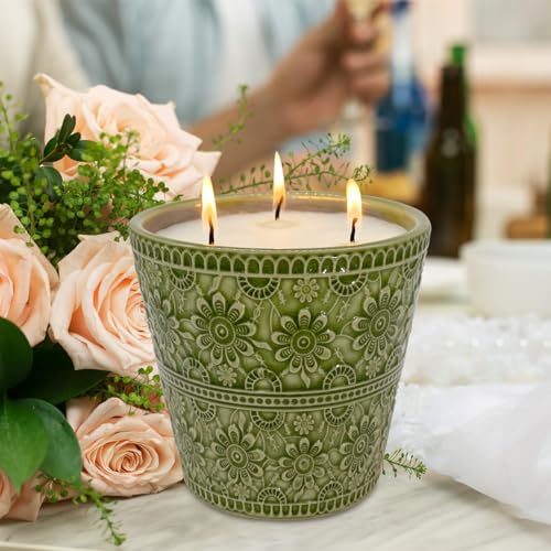Outdoor Citronella Candle, Decorative Delicate Porcelain Candle Made with Natural Citronella Oil and Natural Soy Wax, Non-...