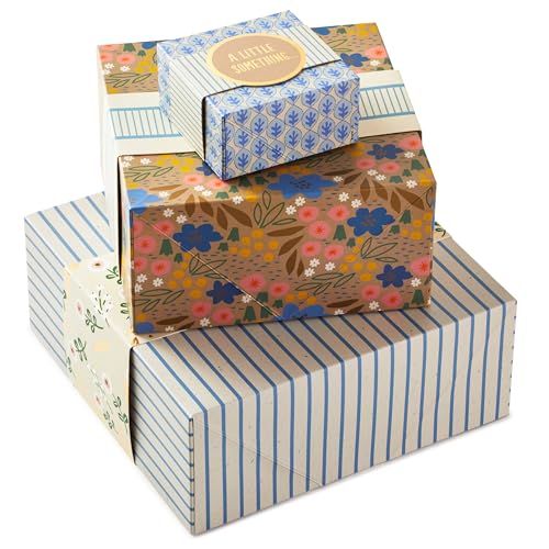 Hallmark Gift Boxes 3-Pack Assorted Sizes (Flowers and Stripes) for Valentine's Day, Birthdays, Bridal Showers, Mother's D...