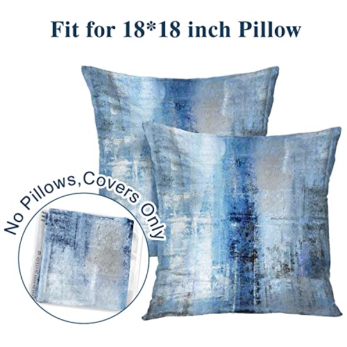 Alricc Blue and Grey Abstract Art Artwork Pillow Cover, Gallery Modern Decorative Throw Pillows Cushion Cover for Bedroom ...