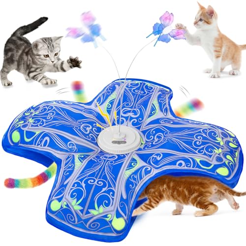 Qraxond Interactive Cat Toys for Indoor Cats,[Newly Upgraded] Rechargeable Touch Activated Hide and Seek Kitten Toys for B...