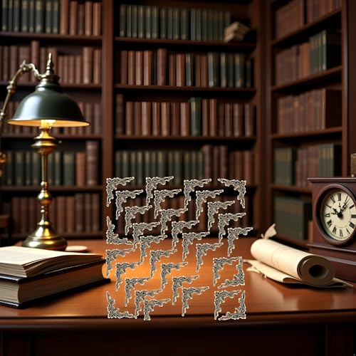 30 Pcs Antique Edge Corner Decorative Protectors, Scrapbooking Albums Embellishment Photo Frame Jewelry Box Decorative Cor...