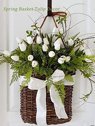 Beferr White Tulips Artificial Flowers 18Pcs Faux Silk Tulip Real Touch Tulip Fake Flowers Bouquets Arrangements for Mothe...