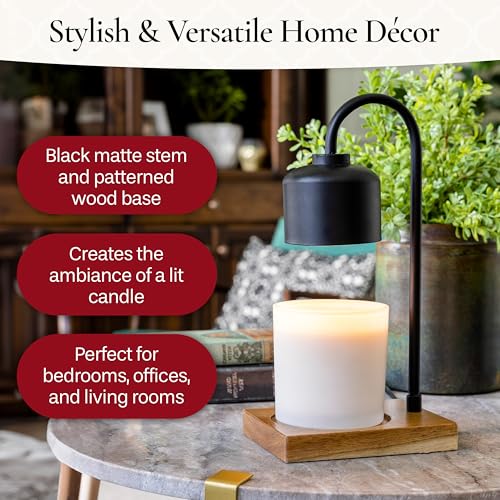 Candle Warmers Etc. Black & Wood Arched Lamp – for Top-Down Warming & Flame-Free Fragrance