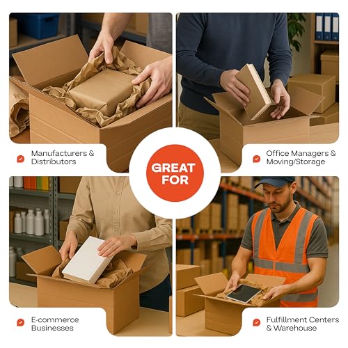 Multi-Depth Corrugated Shipping Boxes, 14"L x 12"W x 6"H, Pack of 5 - USA-Made Boxes for Moving, Storage & Small Business ...